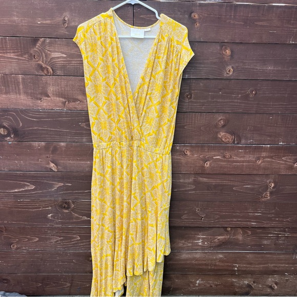 Anthropologie Maeve Fete Wrap Yellow Midi Dress Women's Size Medium - Picture 3 of 8